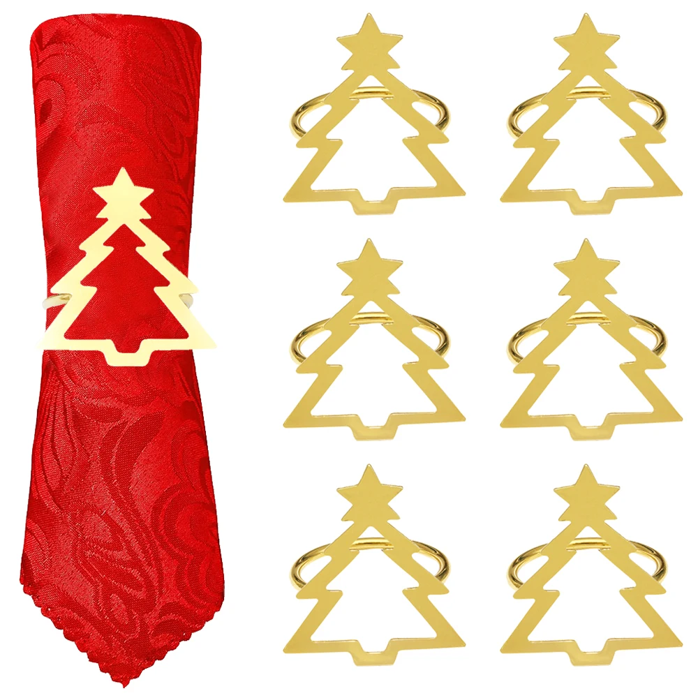 6 шт. золотые кольца для салфеток держатель в виде рождественской елки полые