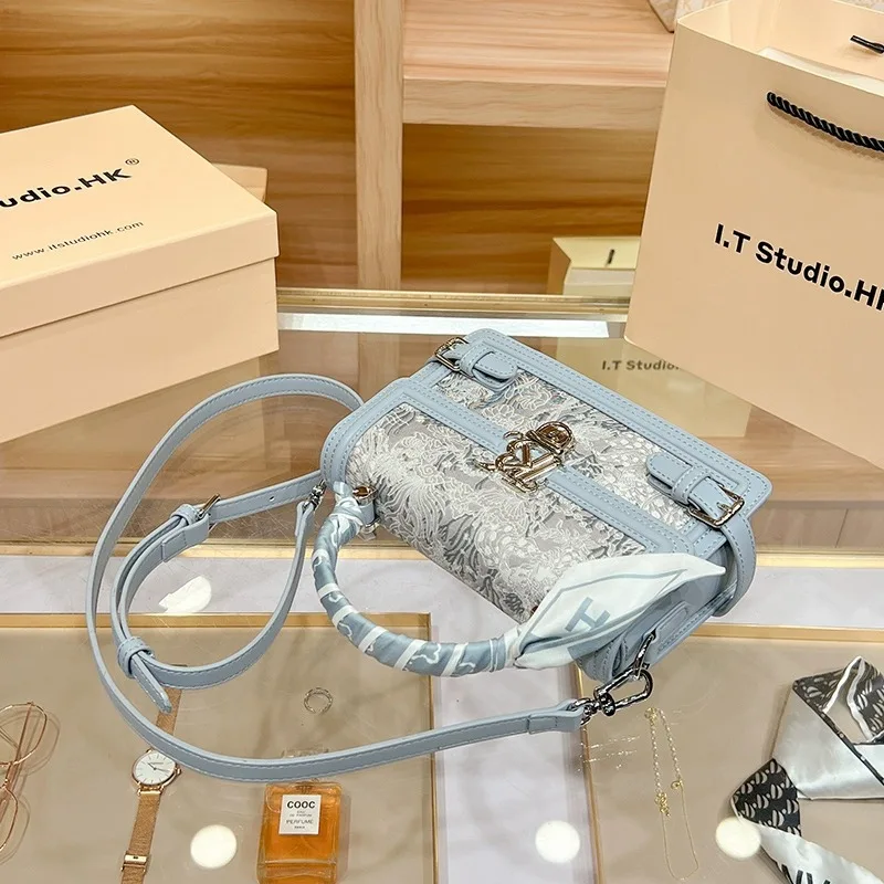 Genuine Leather Women's Small Square Bag 2023 New Light Luxury Brand Leisure Fashion Summer Handheld One Shoulder Crossbody Bag