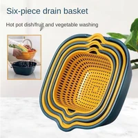 multifunctional double layer draining basket household washing vegetable and fruit basket plastic kitchen storage basket