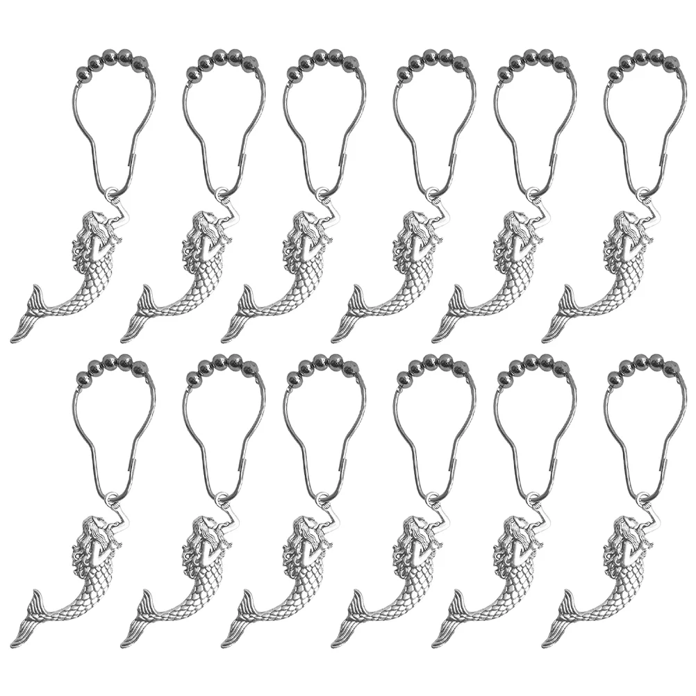 

12Pcs Curtain Hooks Mermaids Hooks Curtain Hanging Hooks Shower Curtain Hangers for Home Decor Hotel Bathroom
