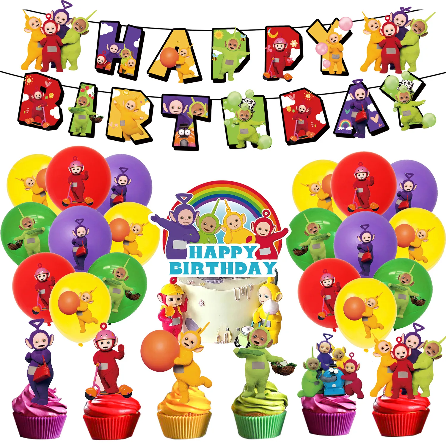 

Teletubbies Baby Party Decorations Baby Shower Kid's Birthday Supply Paper Cup Plate Balloons Tablecloth Cake Toppers Tableware