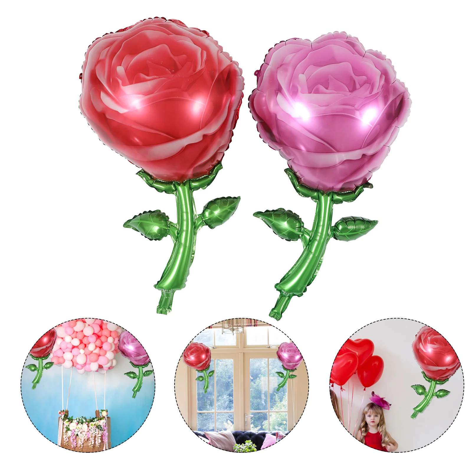 

4Pcs Rose Flower Foil Balloons Wedding Balloons Unique Valentine's Day Decors