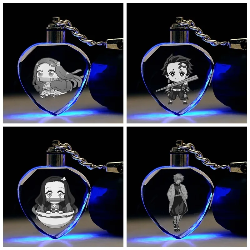 

Брелок для ключей Kamado Tanjirou с кристаллами в форме сердца, 10 шт./лот