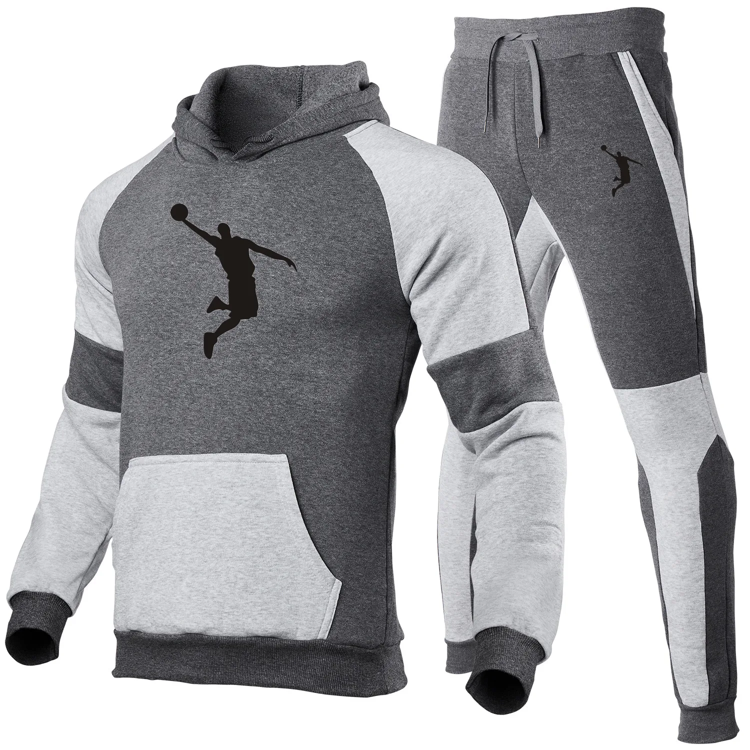 2022 Herfst En Winter Nieuwe Mannen Merk Casual Pak Jogging Ssports Stiksels Hoodie + Broek 2-Delige Set van Mannen Trui
