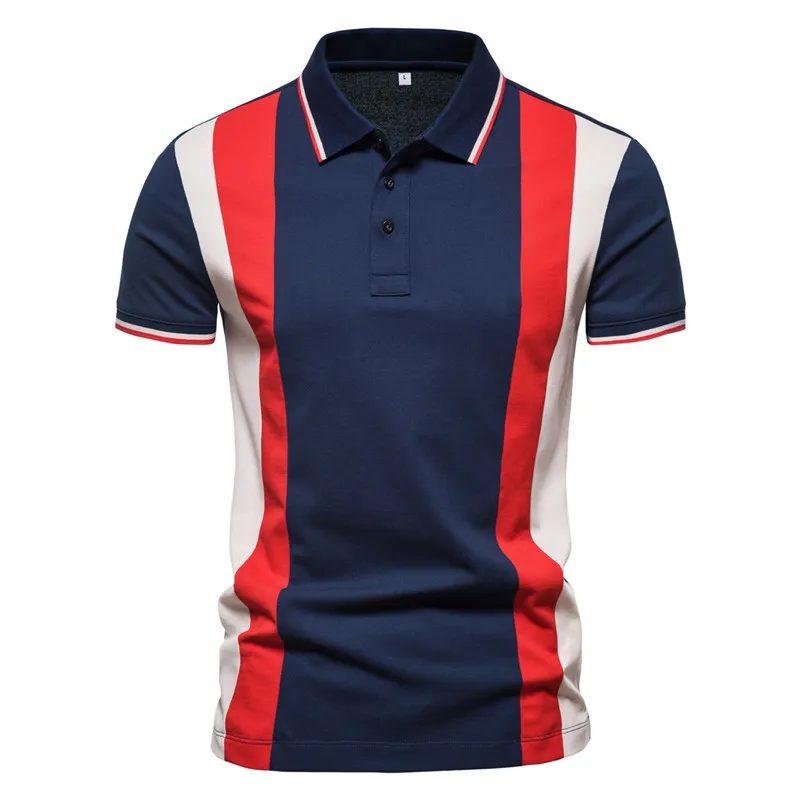 

Fashion Stitching Short Sleeve Polo Shirt Men's Personality Summer Top