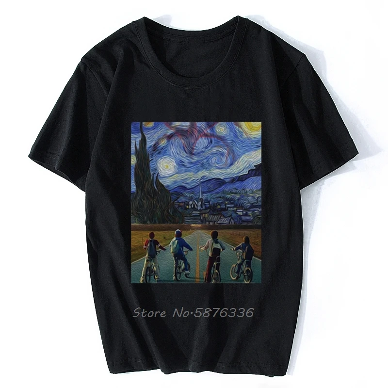 

Van Gogh's Stranger Things TV Show Man Summer Top T Shirt Male Fashion Cotton Sportswear Tee Casual Workout T Shirt