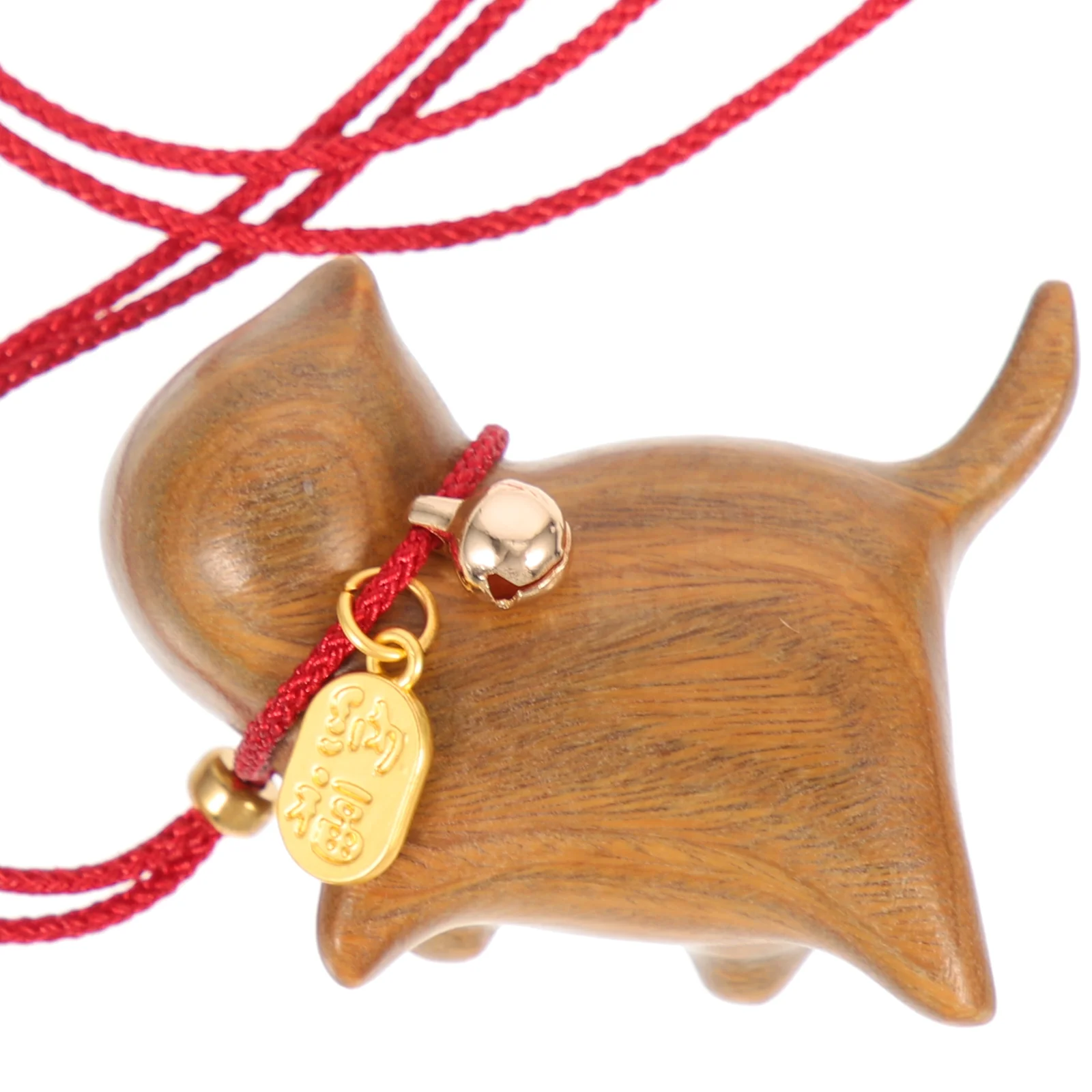 

Backpack Purse Woodsy Decor Key Chain Pendant Home Decoration Wooden Cat Statue Rearview Mirror Charms Car Dashboard