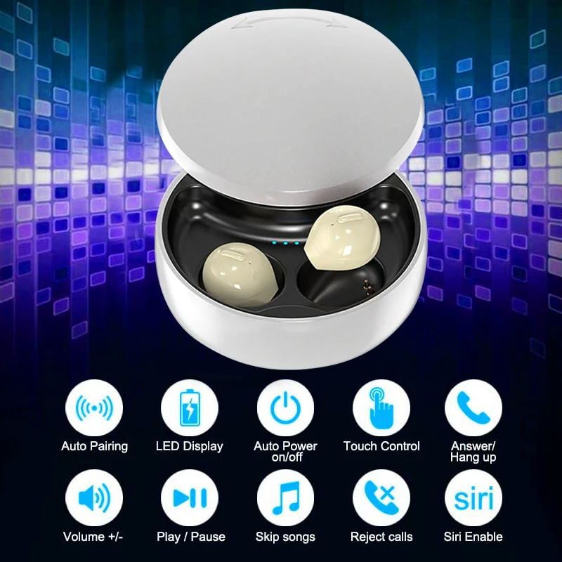 Фото Беспроводные наушники TWS, мини Bluetooth наушники, беспроводные наушники с встроенным Bluetooth, Спортивная гарнитура с шумоподавлением, время просл... №3