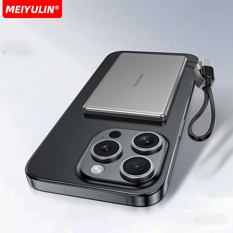 Ультратонкий магнитный беспроводной внешний аккумулятор 10000 мАч быстрая зарядка