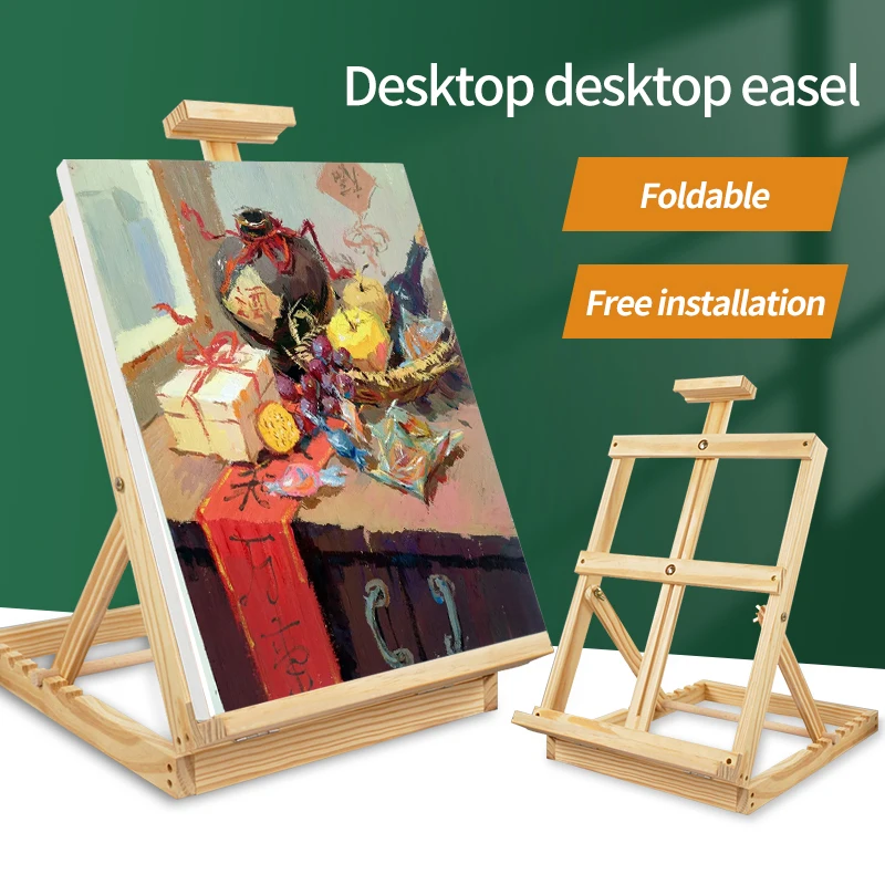1Pcs Portable Desktop Folding Easel Wooden Artist Desk Easel For Sketch Oil Painting Watercolor Drawing Art Supplies Tool