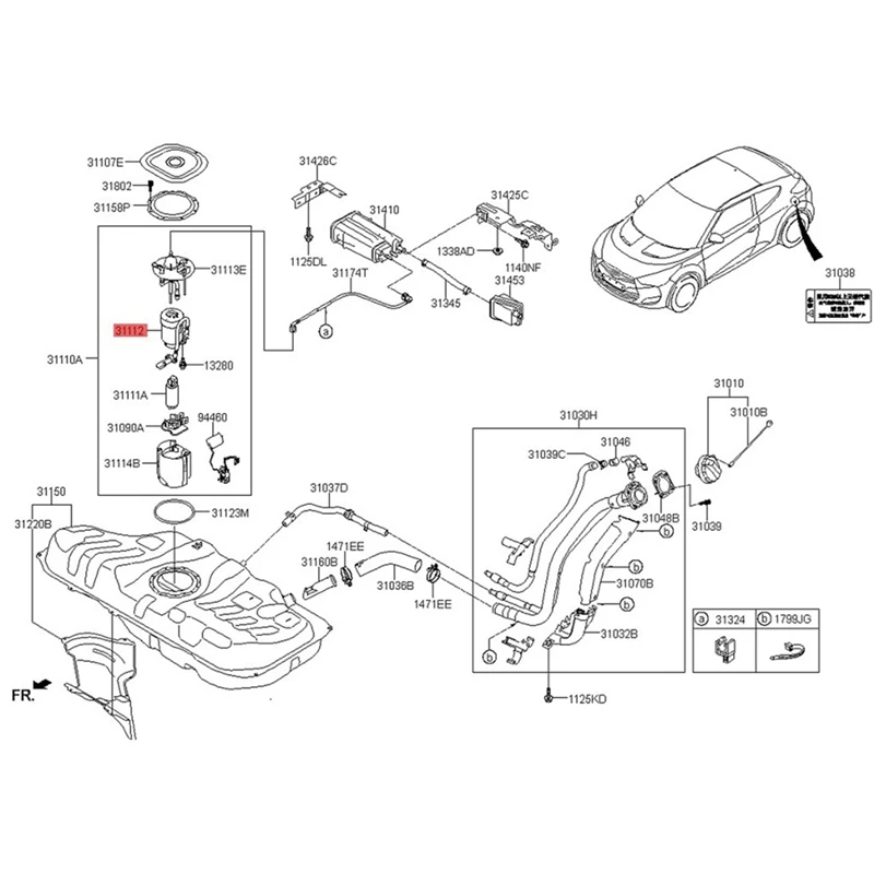 31112-3X000 311123 Топливный фильтр X000 бензиновый отсека автомобильный для Hyundai Elantra