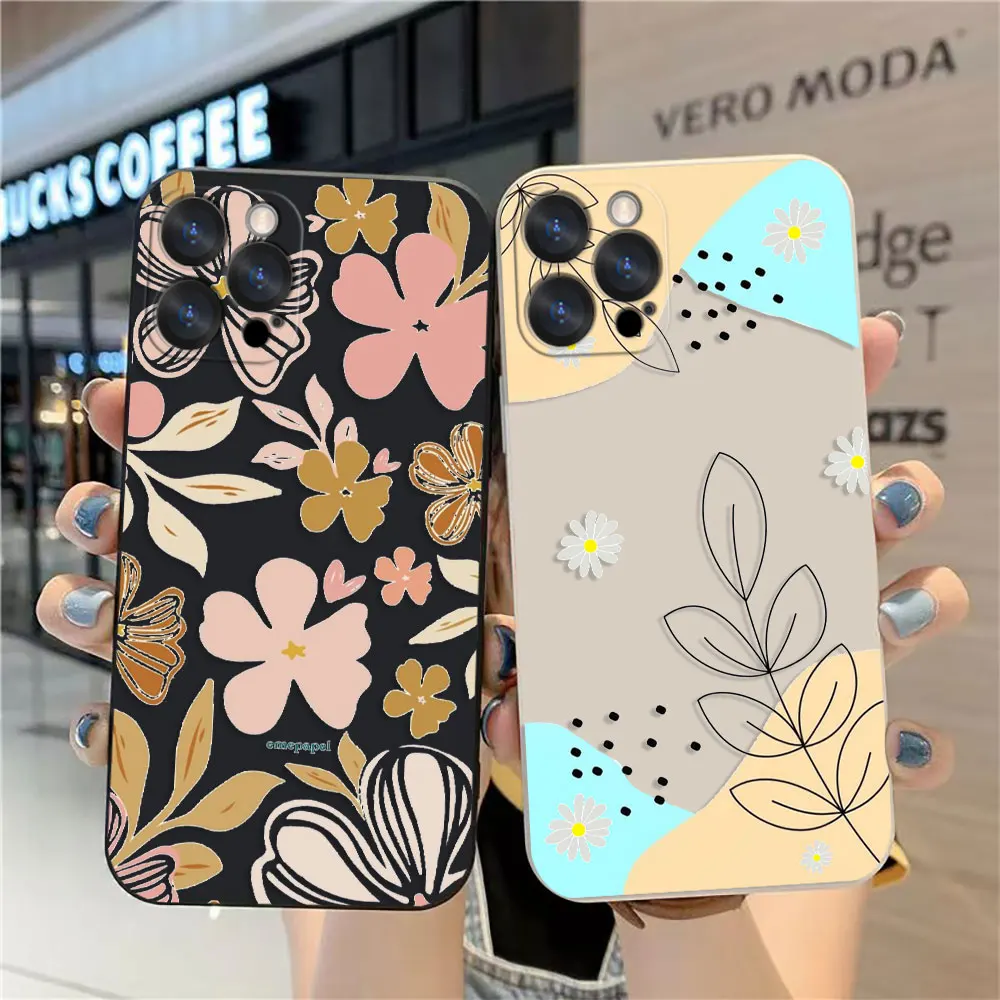 Phone Case For Apple iPhone 14 13 12 11 Pro XS Max Mini X XR SE 7 8 6 6S Plus Case Cover Funda Cqoue Shell Capa Summer Flower