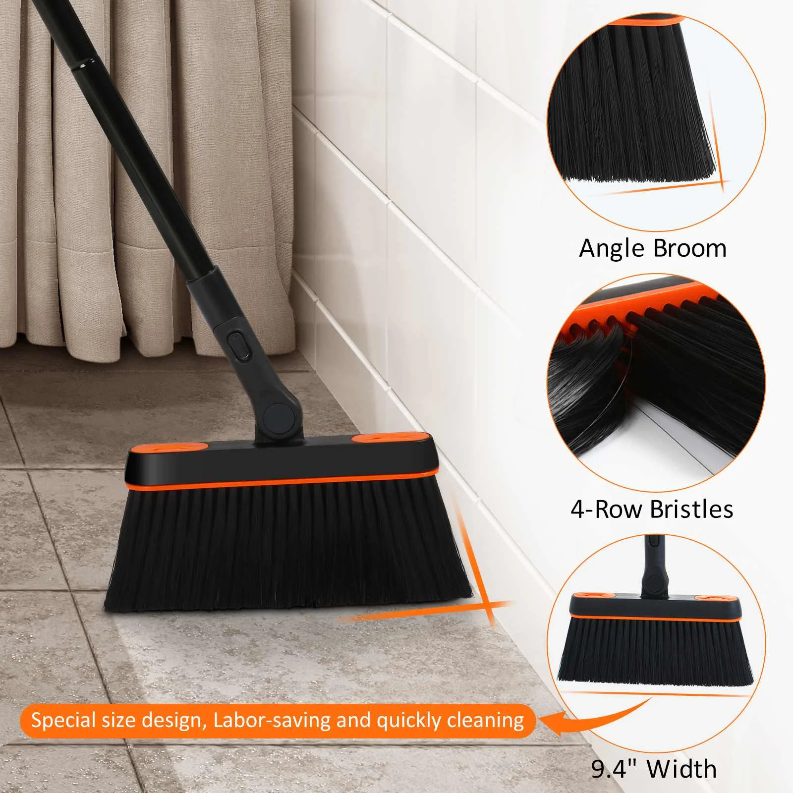 

Практичная щетка, выдвижная длинная ручка, съемная ветрозащитная щетка для подметания на 180 ° с захватом пола, бытовые инструменты для уборк...