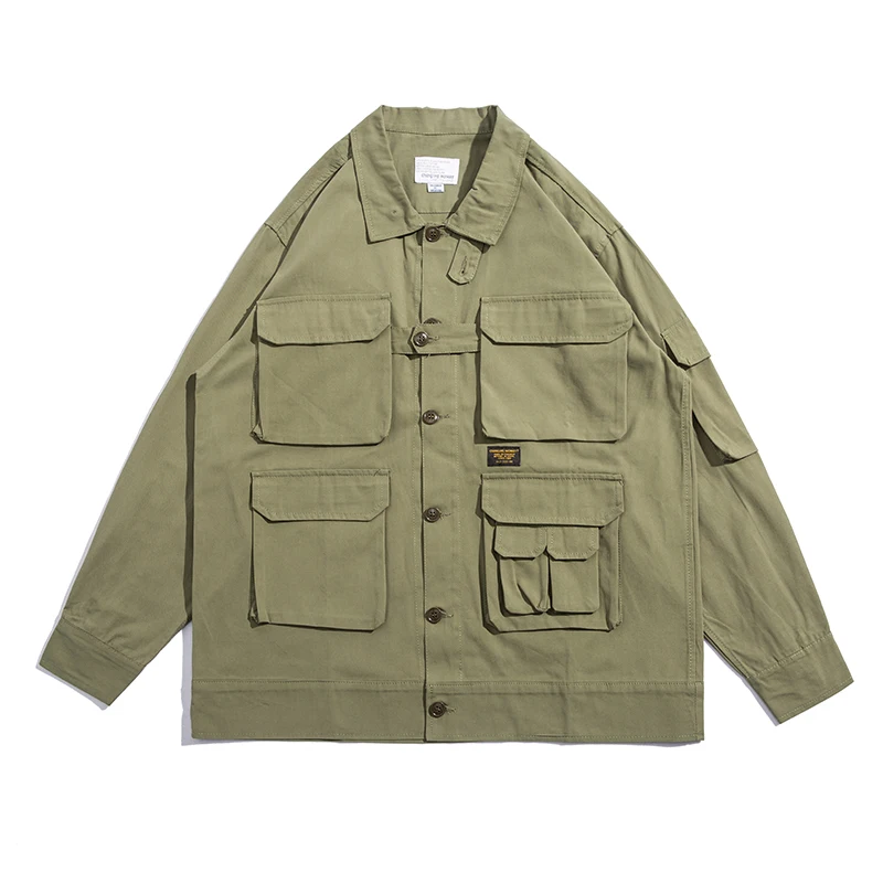 

Men Multi-pocket Streetwear Fashion Outdoor Coat Outerwear Cityboy Male Japan Korean Loose Casual Cargo Jacket Windbreaker