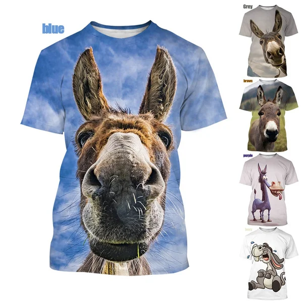 Mens T-Shirts for Men Clothing Oversized donkey Graphic Tee Shirt 3D Printed Summer Casual Short Sleeve Fashion Tops