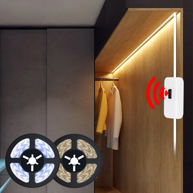 

Hand Sweep Waving ON OFF Night Light Waterproof USB 5V Sensor 1~5M LED Light Strip Under Cabinet Lamp Kitchen Wardrobe Decor