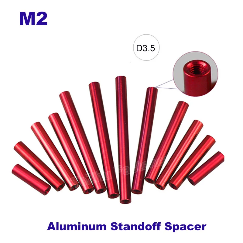 Купи 10Pcs M2 Red Round Aluminum Standoff Spacer Stud Nuts Riveter Screw Fasteners Threaded Insert DIY Hollow Pillars Model Machine за 148 рублей в магазине AliExpress