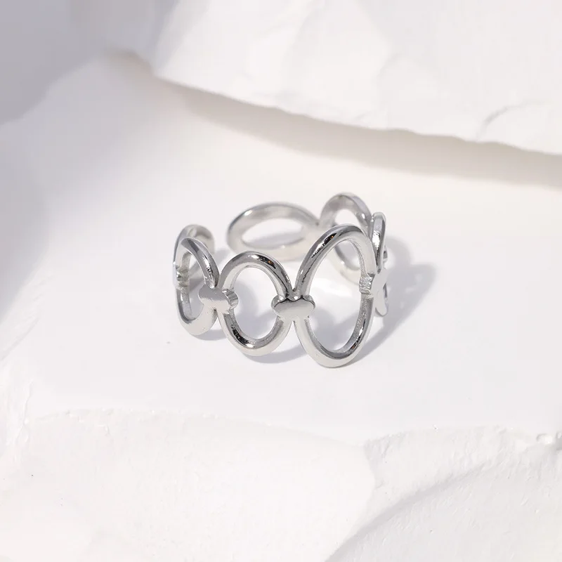 

Irregular Rings For Women Men Stainless Steel Adjustable Opening Anillos Mujer Couple Gift Ins Punk Jewelry Envio Gratis