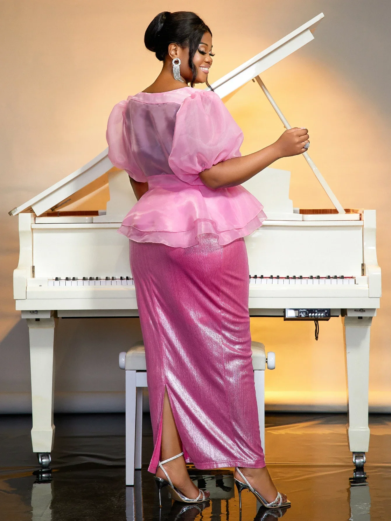 Сексуальная розовая женская прозрачная шифоновая рубашка из 2 предметов с