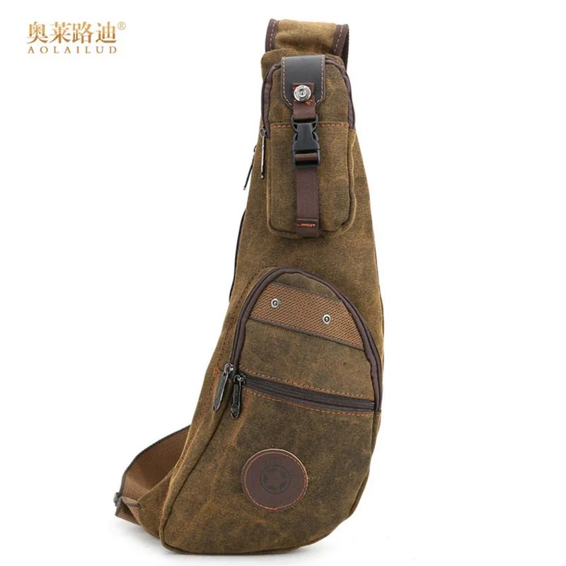 

New Men Canvas Casual Travel Riding Shoulder Cross Body Messenger Sling Back Pack Chest Crescent Bag