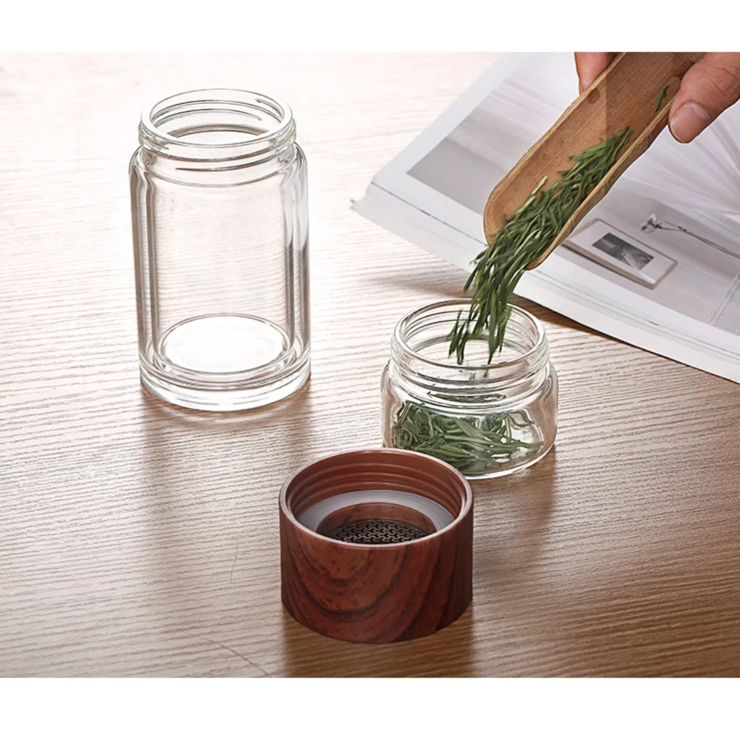 Oneisall Tea Water Bottle Travel Drinkware Portable Double Wall Glass Stainless Steel Infuser Filters The Filter Tumbler