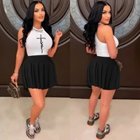 new sleeveless chest print ruffle two piece skirt set female fashion suits 2022 summer party club outfits wholesale