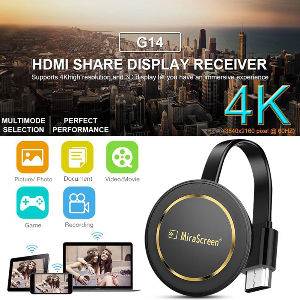 

Mirascreen G14 2,4G/телефон, беспроводной Wi-Fi дисплей, адаптер 4K HDMI-совместимый, ТВ-адаптер DLNA Airplay для Android iOS