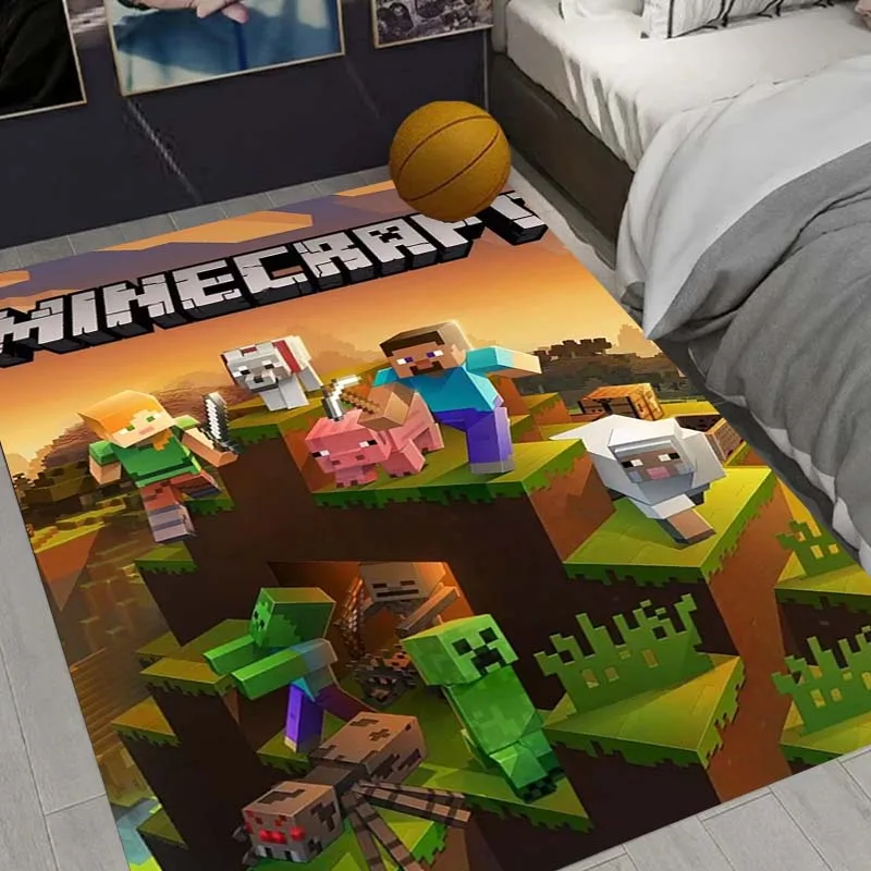Фото Классический коврик в стиле M-Minecraft с пиксельным дизайном, 1 шт., для гостиной, нескользящий, мягкий, для спальни, детской игровой комнаты, дивана, домашнего декора, придверный коврик. №3