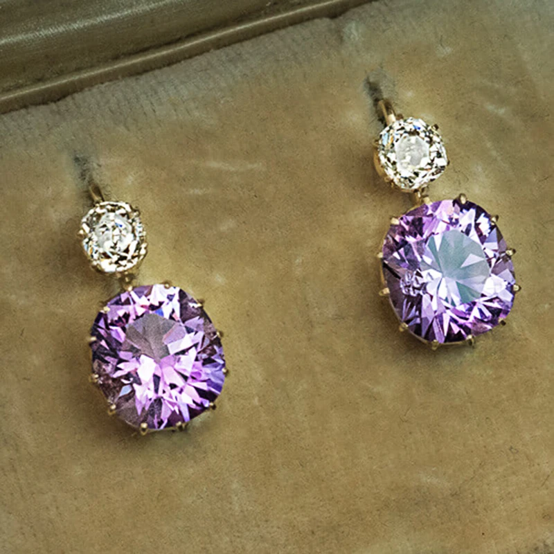 

New Gorgeous Purple Cubic Zirconia Women Earrings for Wedding Engagement Party Elegant Female Accessories New Fashion Jewelry