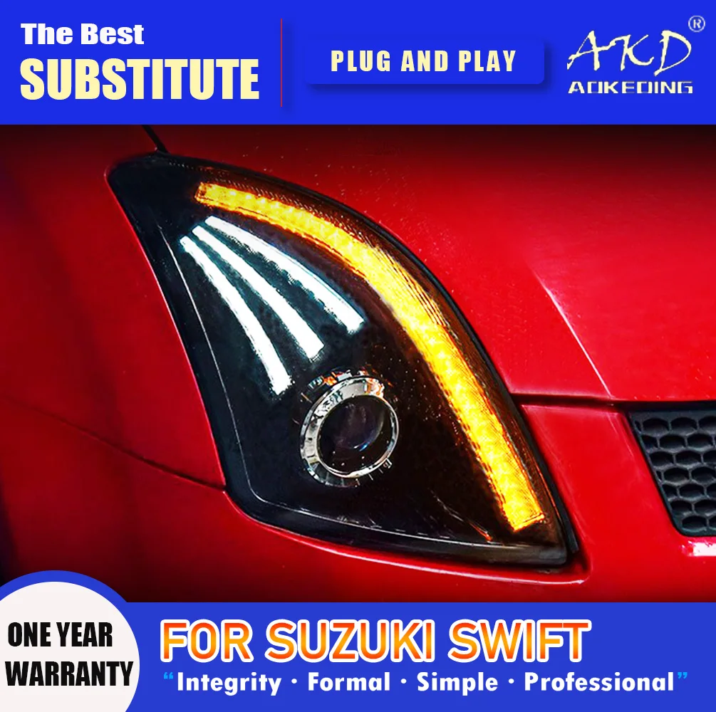 

AKD Head Lamp for Suzuki Swift LED Headlight 2005-2016 Headlights Swift DRL Turn Signal High Beam Angel Eye Projector Lens