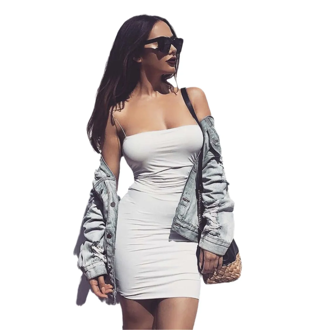 

Solid Color Rubber Band Hip Suspender Skirt Women's Sexy Inner Bottoming Tight Dress