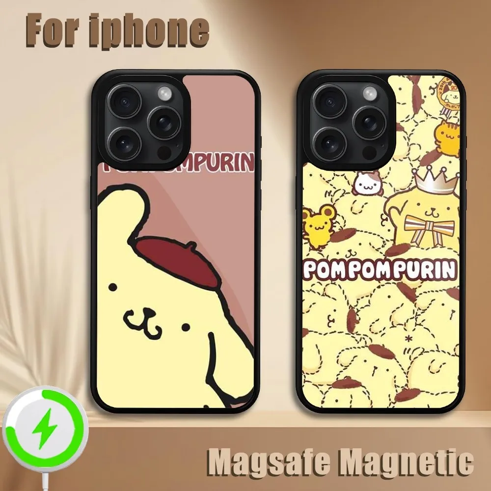 Чехол для телефона MINSIO Sanrio Pompompurin iPhone 11 12 13 14 15 Plus Pro Max Magsafe магнитный чехол с
