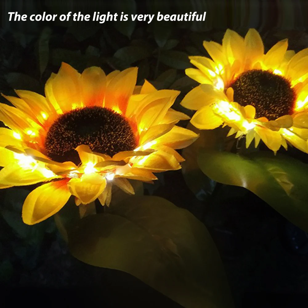 

2pcs Solar Sunflower Garden Decoration Lights Outdoor Waterproof LED Solar Powered Yard Pathway Decorative Lights Landscape Lamp
