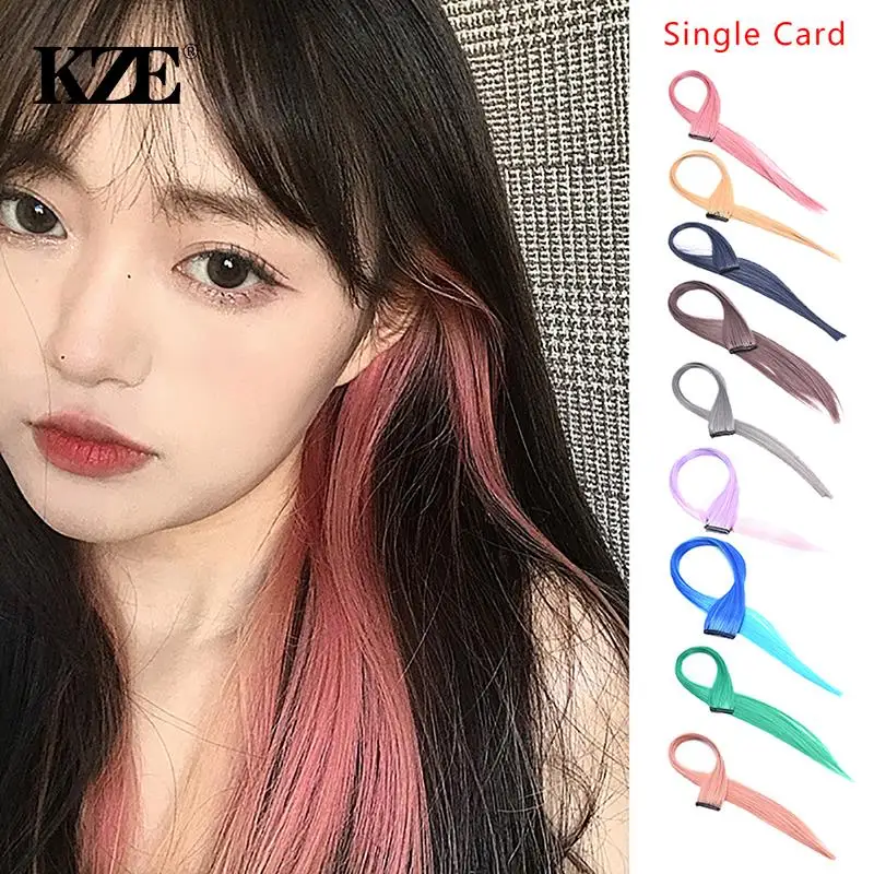 

Synthetic Hair Extensions With Clips Heat Resistant Straight Hair Extension Color Colored Hair Clip Womens High Temperature Wire