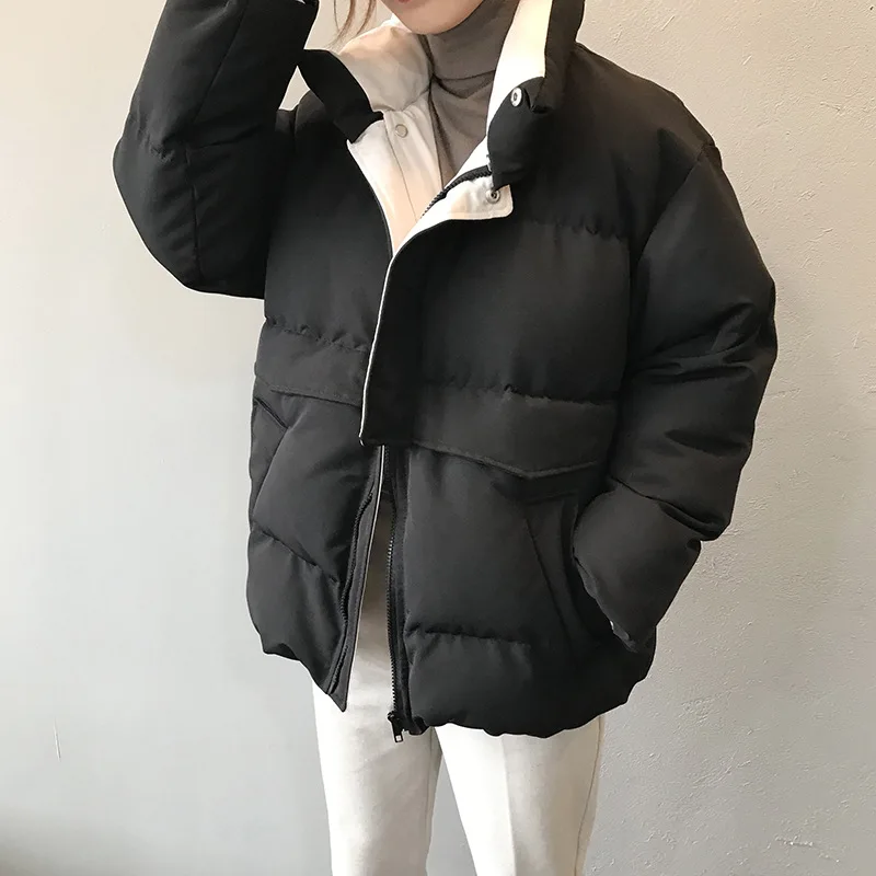 2023 Women's Winter Jacket Streetwear Polyester Zipper Straight 3 Solid Color Padded Coat Warm Femme Parkas Black Women Clothing enlarge