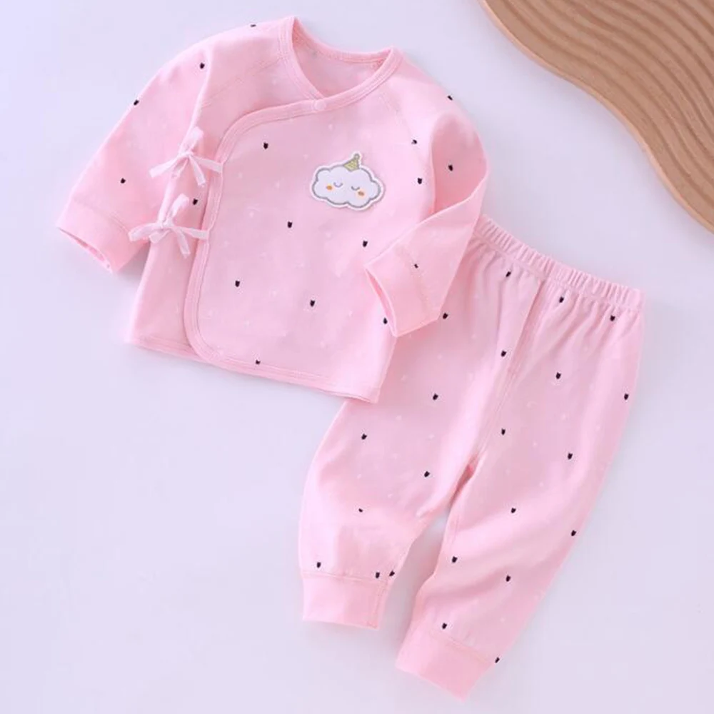 

Baby Girl Outfit Set Spring Autumn Long Sleeve Tops + Pants Two Pieces Cotton Newborn Boy Clothes 0-6 Months Hospital Suit