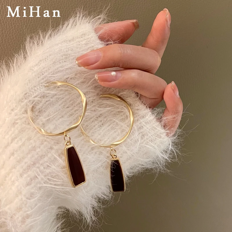 

Mihan 925 Silver Needle Fashion Jewelry Red Enamel Earrings Popular Design Gold Color Drop Earrings For Women Party Gifts