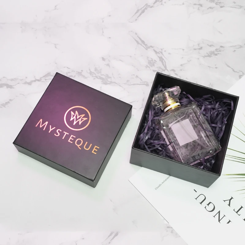 

High quality custom black cardboard perfume packaging boxes