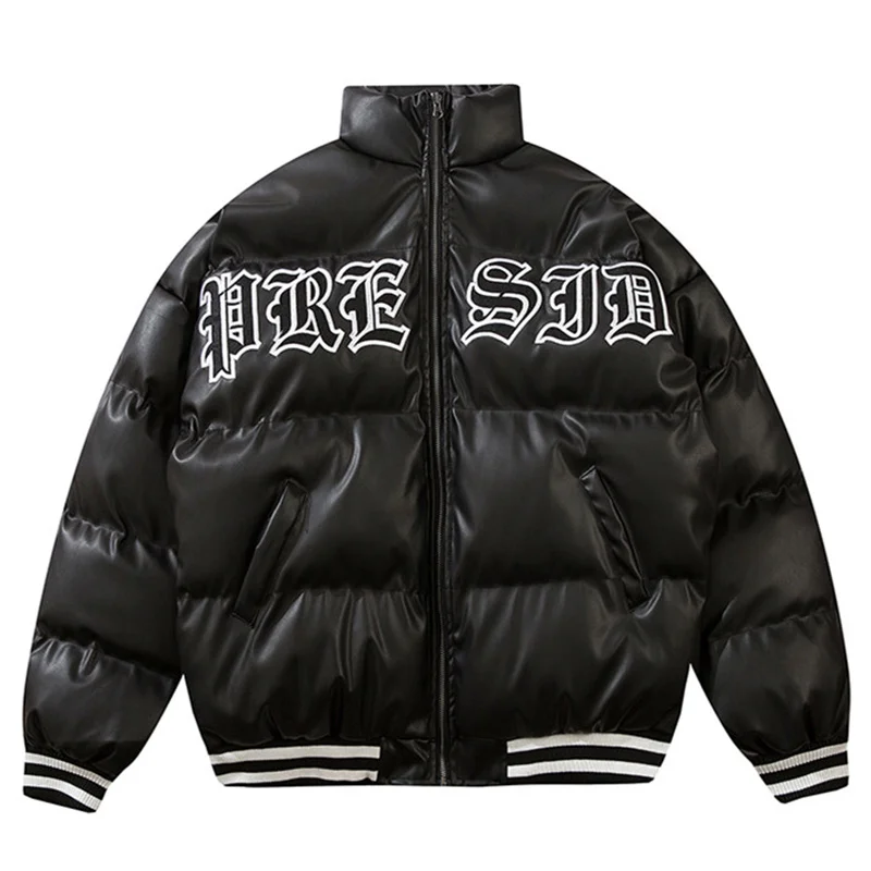 

Men Winter Jackets 2022 Thick Warm Padded Vintage Letter Embroidery Loose Heavy Coat Fashion Puffer Outwear Streetwear Parkas