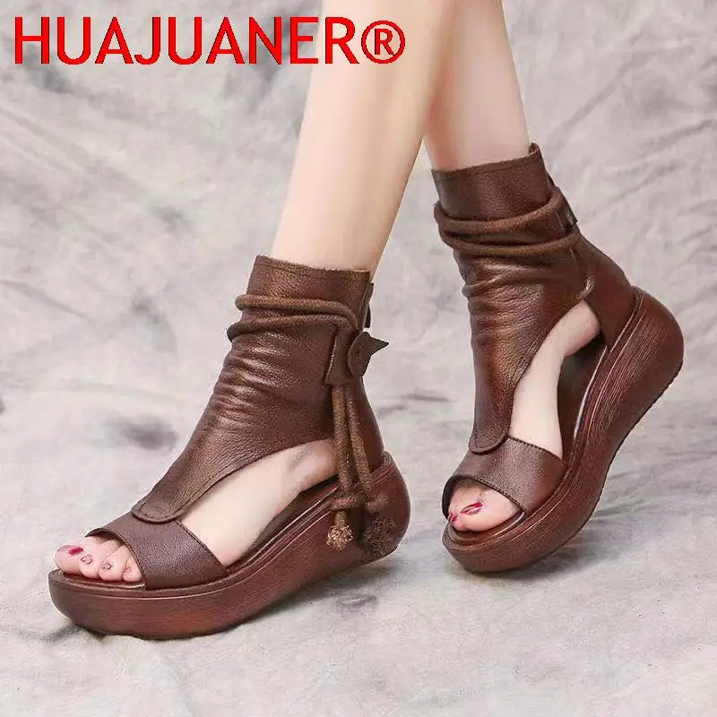 

2022 Summer Shoes Women Fish Mouth Soft Roman Ladies Sandals Platform Heighten Shoe Wedges Sandals Retro Gladiator Sandals Women
