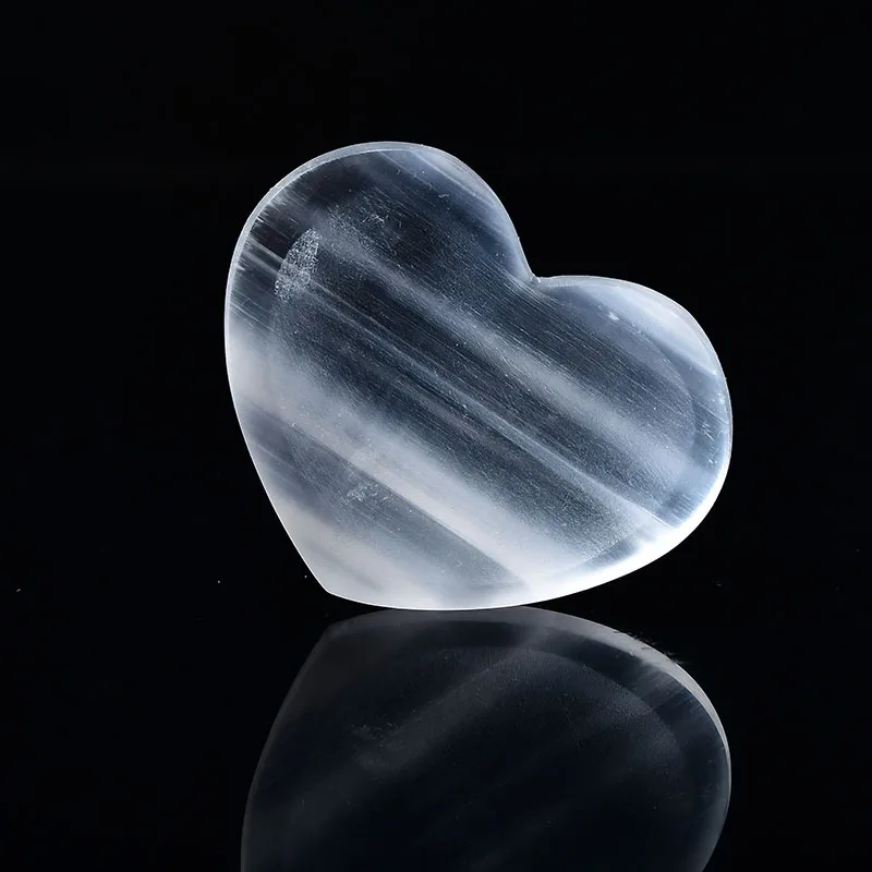 1PC Natural Selenite Crystal Heart Shape Bowl Decor Polished White Gypsum Coasterr HealingQuartz Minerals Specimen Healing Gifts