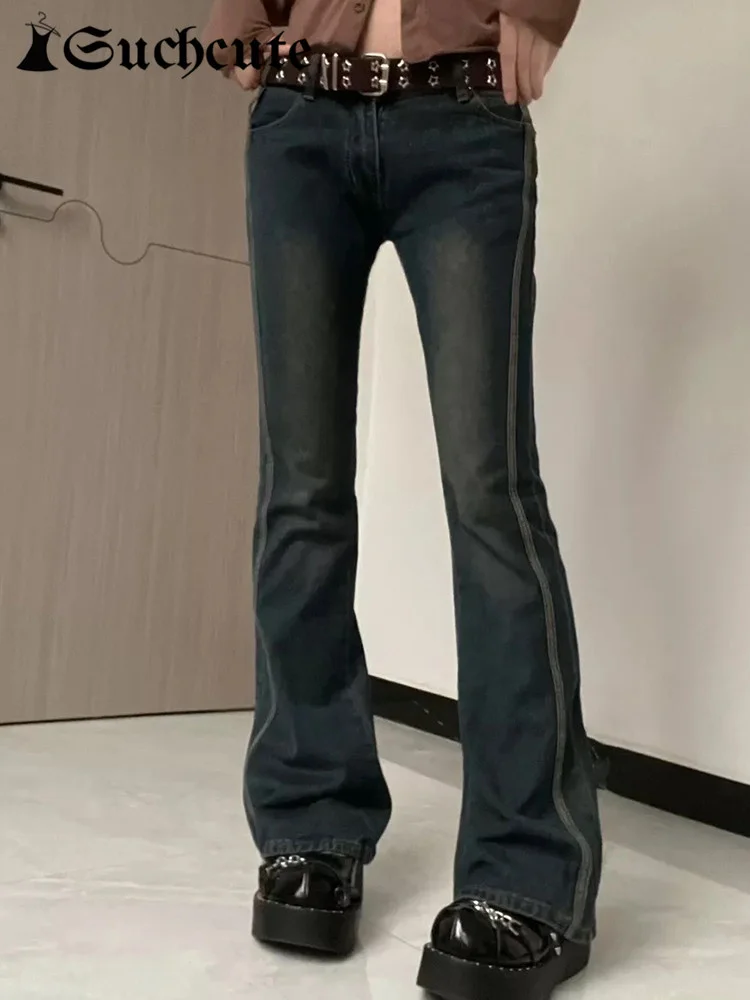 

Винтажные однотонные шикарные джинсы, винтажные женские уличные повседневные джинсовые брюки с заниженной талией, модные прямые брюки в Корейском стиле 90-х