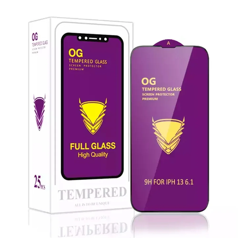 50pcs OG Tempered Glass Full Cover Screen Protector Film Guard For Iphone 7 8 plus x xr xs max 11 12 13 14 Plus Pro Max