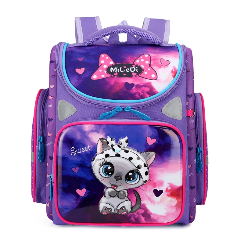 

New Orthopedic Girl Backpack For School 3D Cartoon Cat Girls EVA School Bags Children Primary School Grade 1-3 Kids Bag