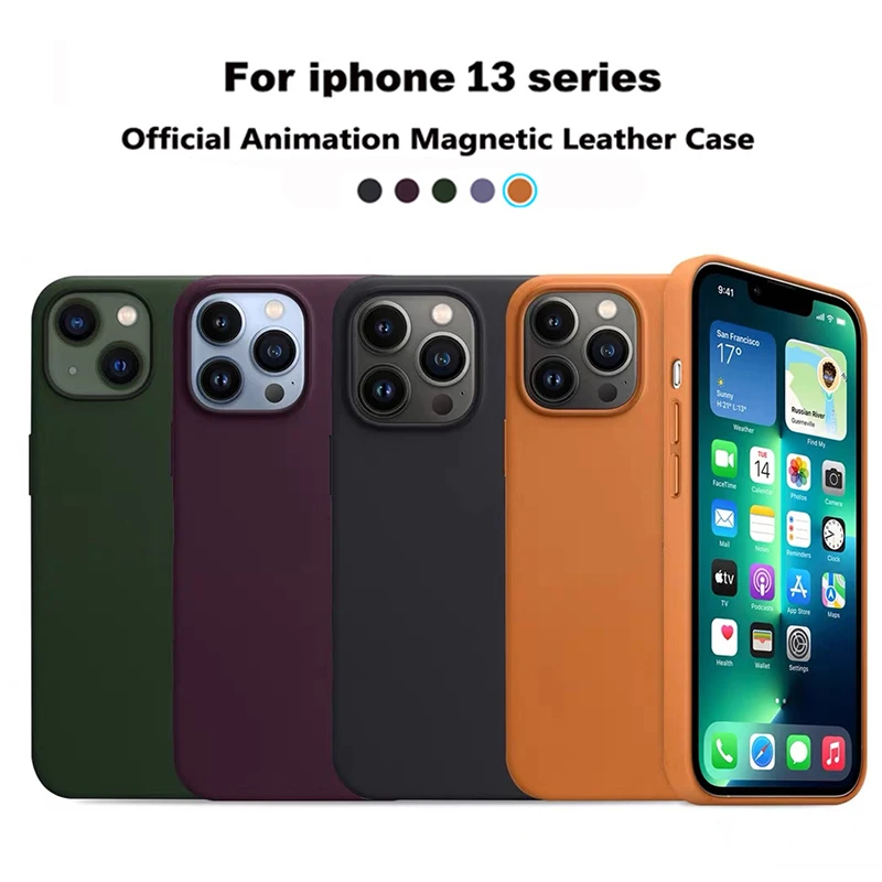 

Оригинальный Магнитный кожаный чехол для Apple iPhone 11 12 13 Pro Max 13 Mini, Официальный роскошный чехол для телефона с беспроводным зарядным устройств...