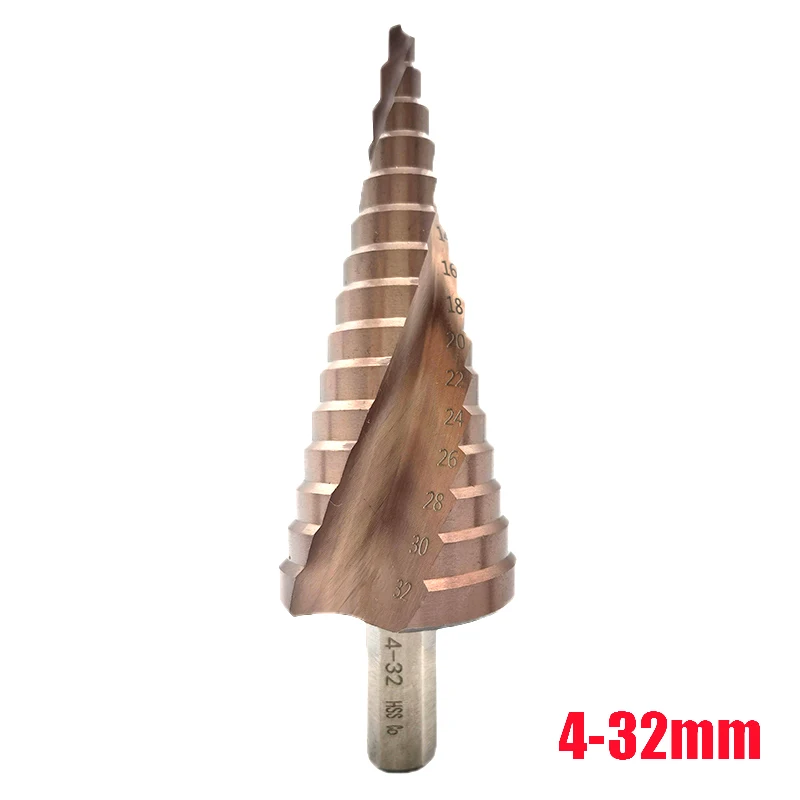 

M35 HSS-CO Набор кобальтовых ступенчатых сверл, конический 4-12/4-20/4-32 мм, набор сверл из быстрорежущей стали, треугольный хвостовик со спиральной канавкой для нержавеющей стали
