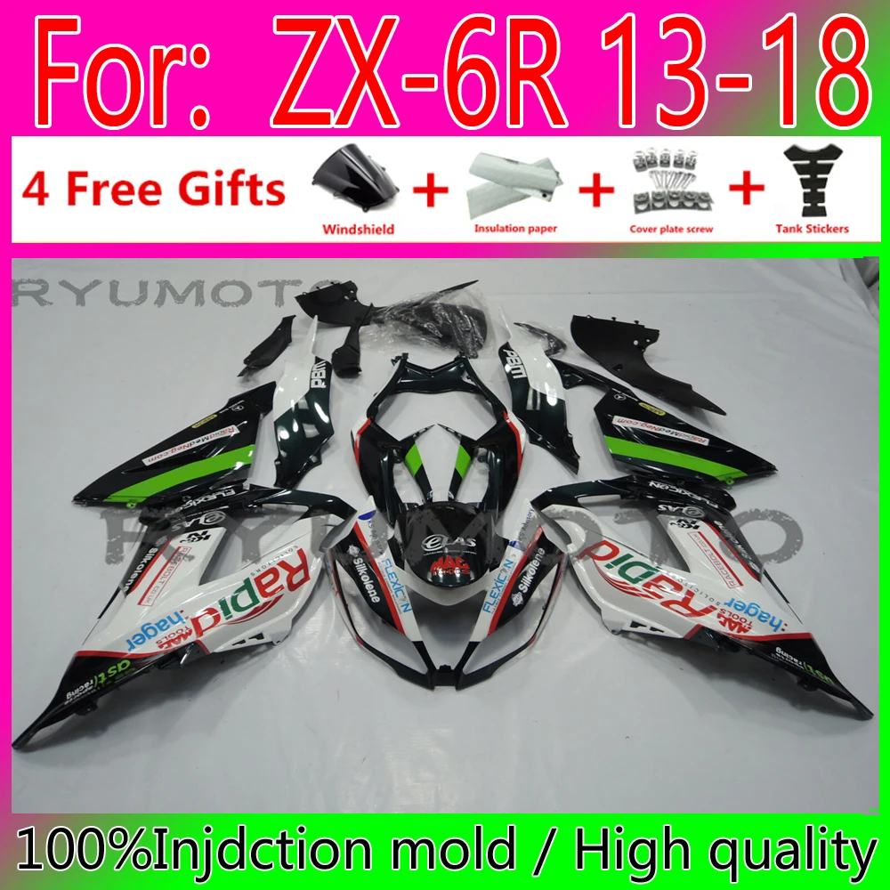 

New ABS Whole Fairings Kit Fit for kawasaki ZX6R 2013 2018 ZX6R 13 18 fairing white