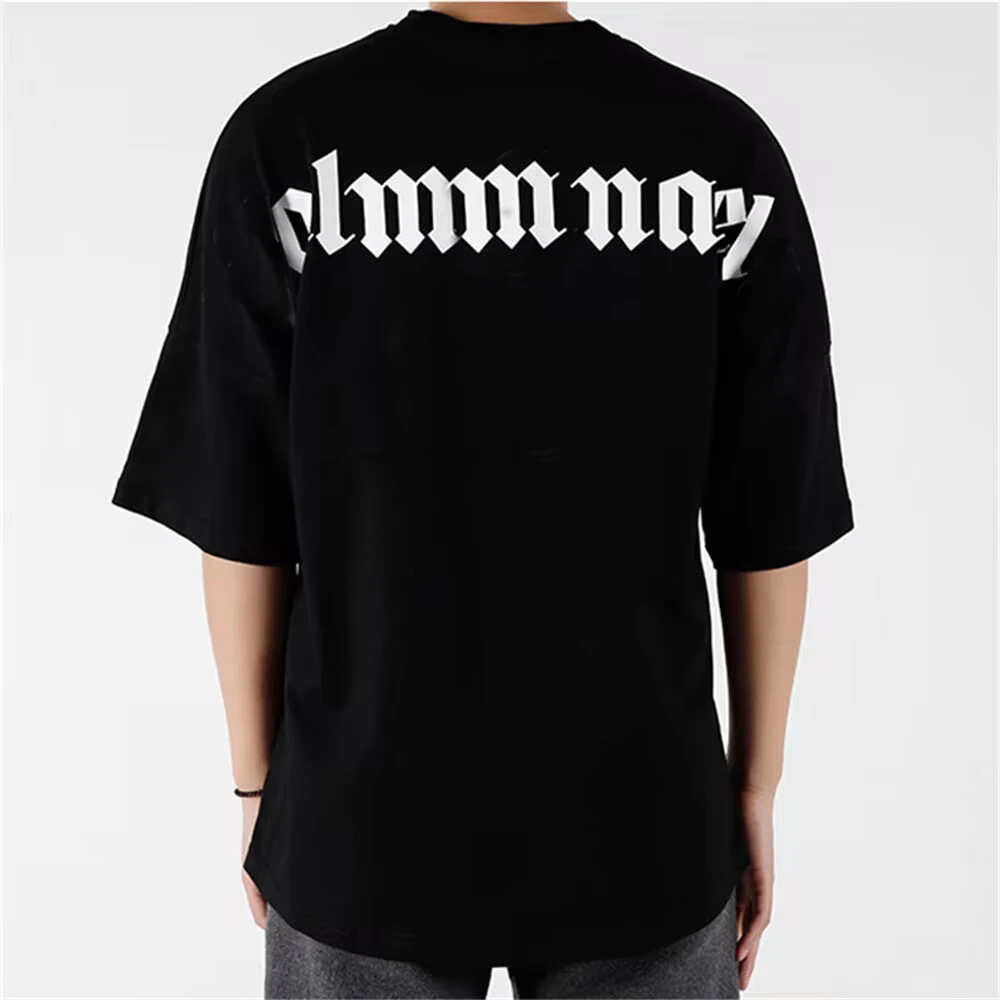 

Футболка мужская хлопковая в полоску, свободная Повседневная рубашка с классическим принтом ПА + ангелов, большие размеры