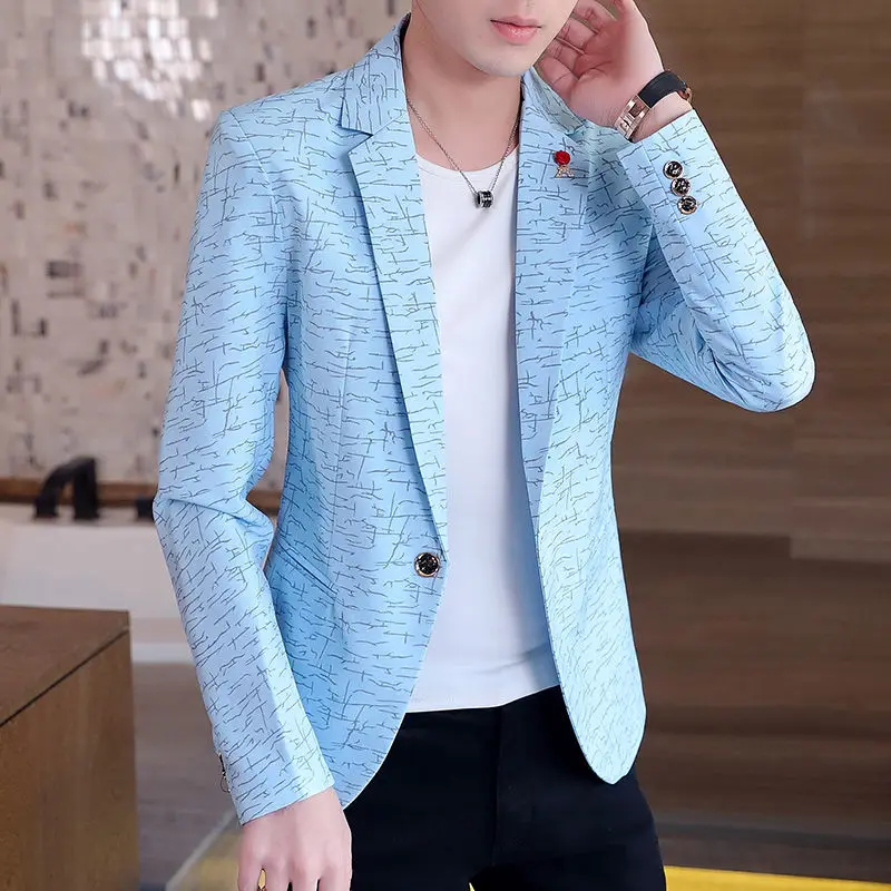 

Men 2022 New Arrival Spring Autumn Korean Fashion Casual Plaid Slim Fit Blazers Male Business Casual Suit Jacket Coat E239