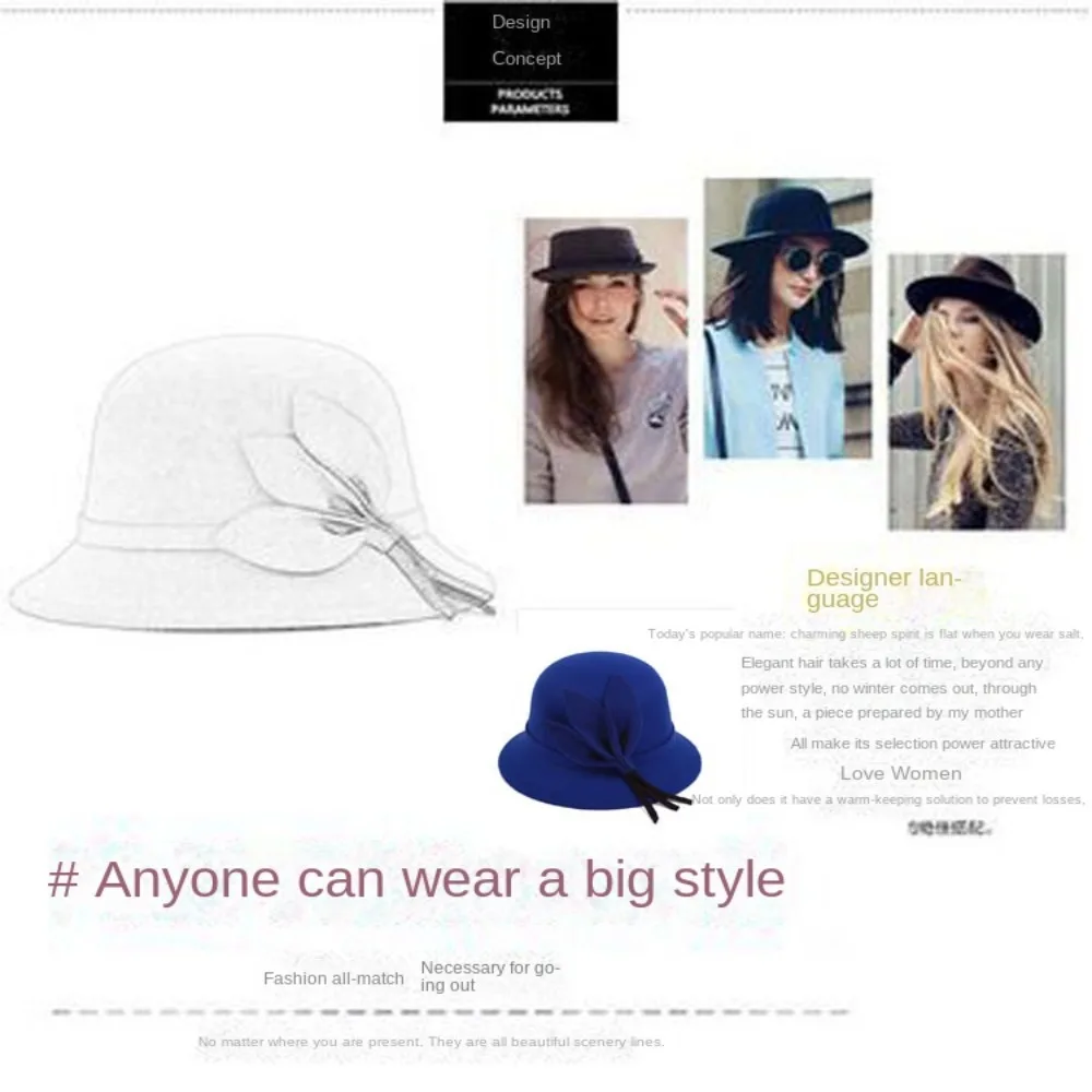 Шляпы Женские Элегантные Церковные Боулеры Клочи Из Шерсти Ведро Кепки Женские Винтажные Ретро Шляпы Осень Зима Теплые.